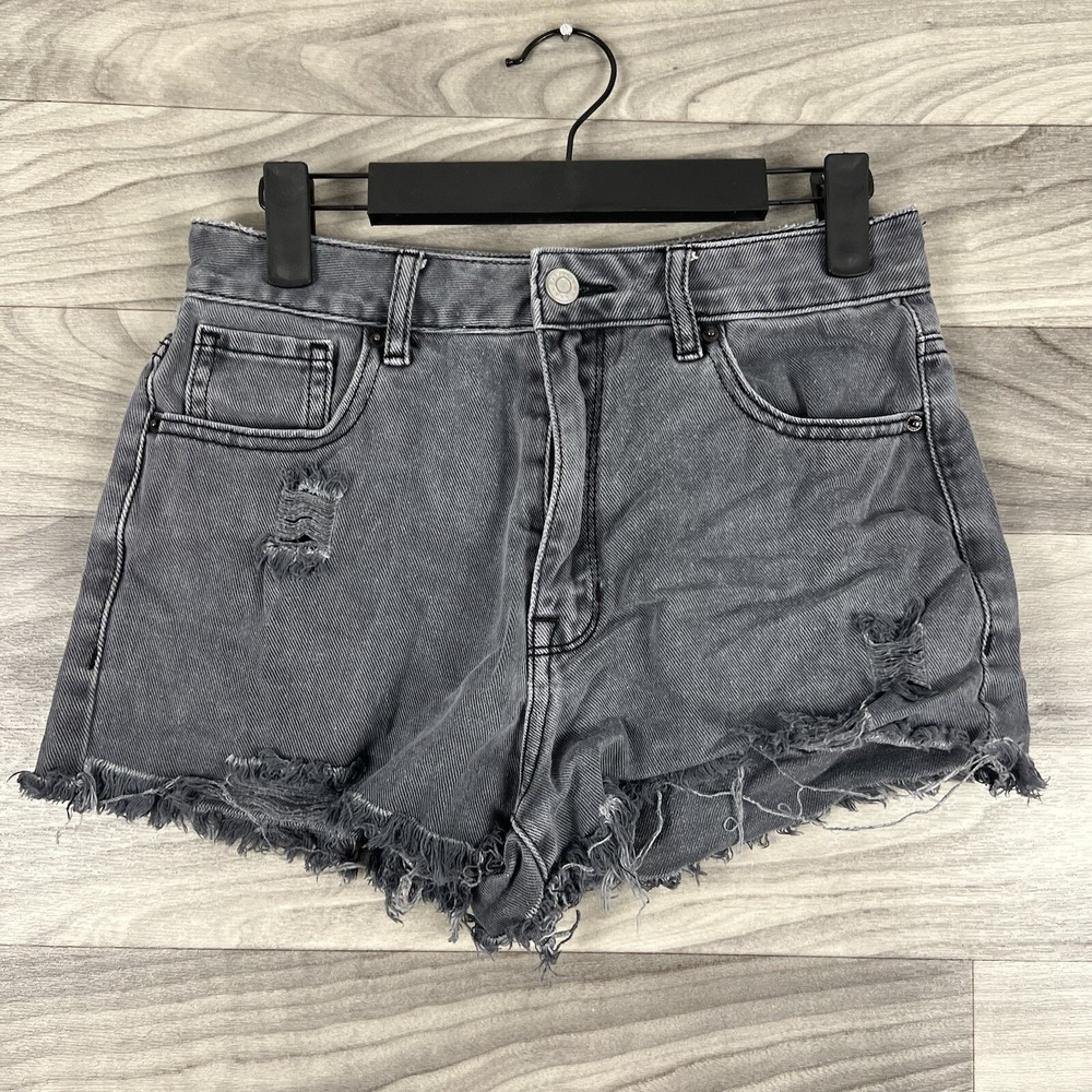 Pacsun Shorts Womens 26 Charcoal Gray Jean Denim High Rise Festival Classic Raw